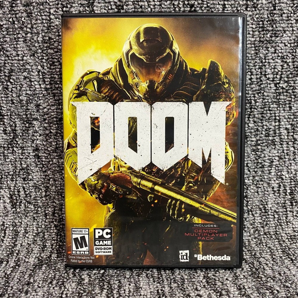 Bethesda DOOM PC Game DVD ROM Mature Black Red First Person Shooter